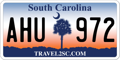 SC license plate AHU972