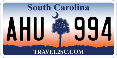 SC license plate AHU994