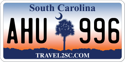 SC license plate AHU996