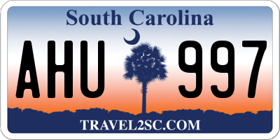 SC license plate AHU997