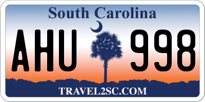 SC license plate AHU998