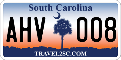 SC license plate AHV008