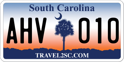 SC license plate AHV010