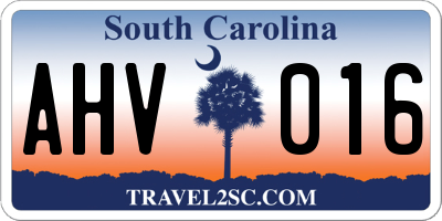 SC license plate AHV016