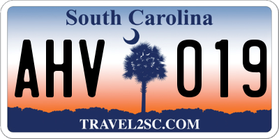 SC license plate AHV019