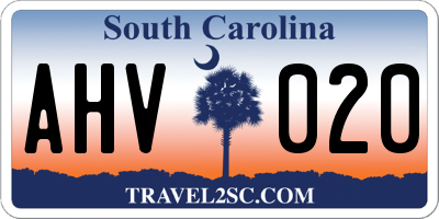 SC license plate AHV020