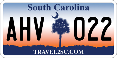 SC license plate AHV022