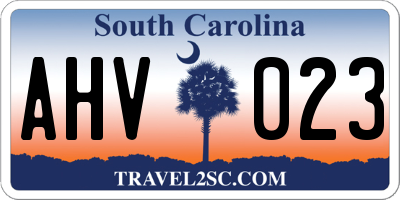 SC license plate AHV023