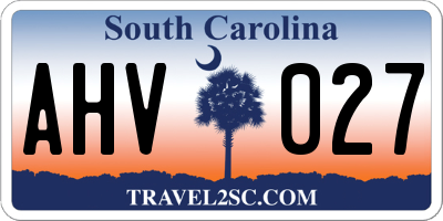 SC license plate AHV027