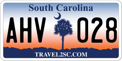 SC license plate AHV028