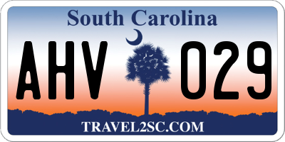 SC license plate AHV029