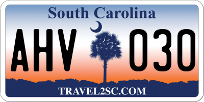 SC license plate AHV030
