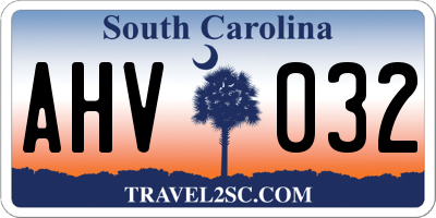 SC license plate AHV032