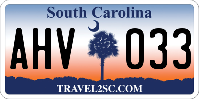 SC license plate AHV033