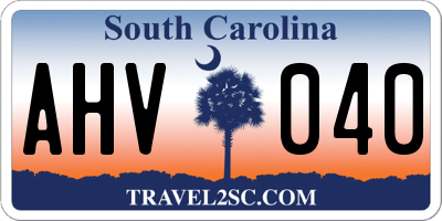 SC license plate AHV040