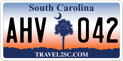 SC license plate AHV042
