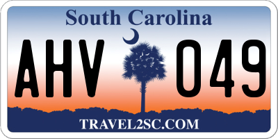 SC license plate AHV049