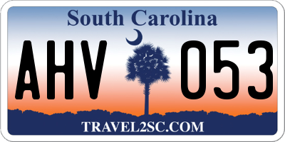 SC license plate AHV053