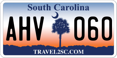 SC license plate AHV060