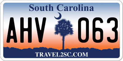 SC license plate AHV063