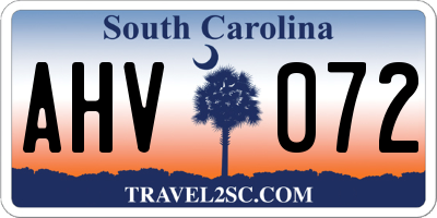 SC license plate AHV072