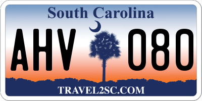 SC license plate AHV080