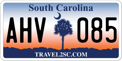 SC license plate AHV085
