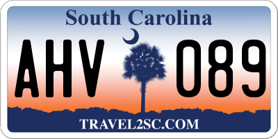 SC license plate AHV089