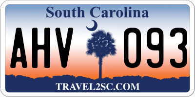SC license plate AHV093
