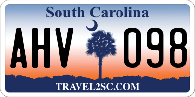 SC license plate AHV098