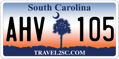 SC license plate AHV105