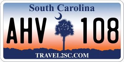 SC license plate AHV108