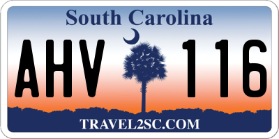 SC license plate AHV116