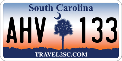 SC license plate AHV133