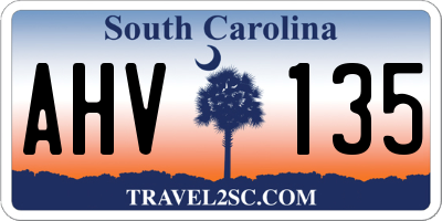 SC license plate AHV135
