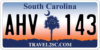 SC license plate AHV143