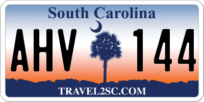 SC license plate AHV144