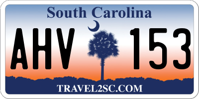 SC license plate AHV153