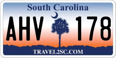 SC license plate AHV178