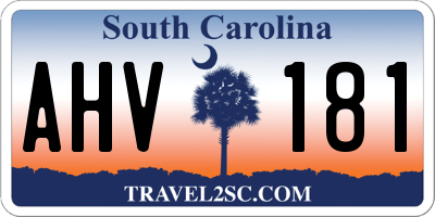 SC license plate AHV181