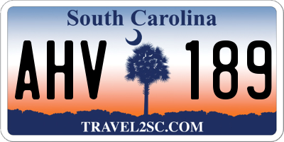 SC license plate AHV189