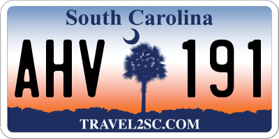 SC license plate AHV191