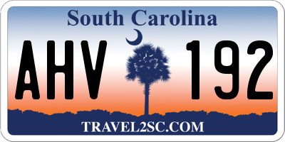SC license plate AHV192