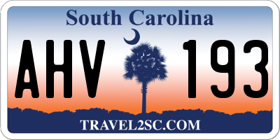 SC license plate AHV193