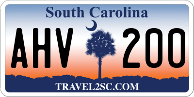 SC license plate AHV200