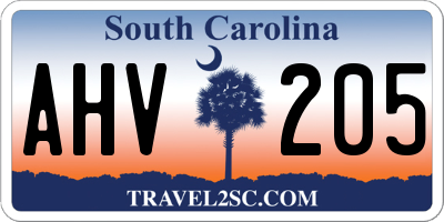 SC license plate AHV205