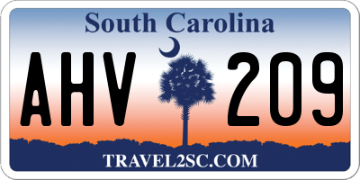 SC license plate AHV209