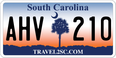 SC license plate AHV210