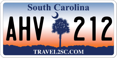SC license plate AHV212