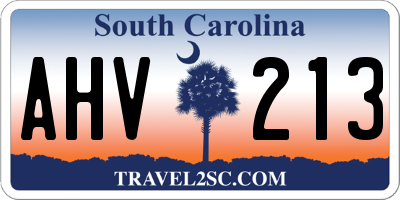 SC license plate AHV213